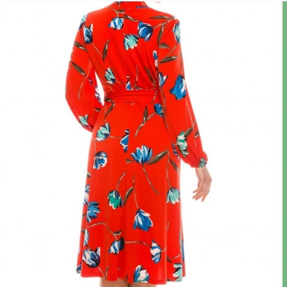 London Times Red Midi Fit and Flare Dress - Picture 2 of 3